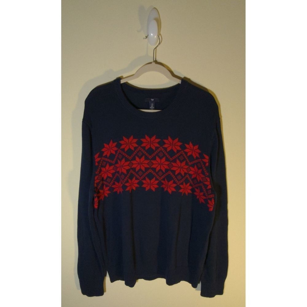 GAP Navy and Red Crewneck Sweater